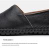 Men's Trendy European & American Slip-On Leather Casual Driving Shoes - Breathable Low-Top, Large Sizes Available