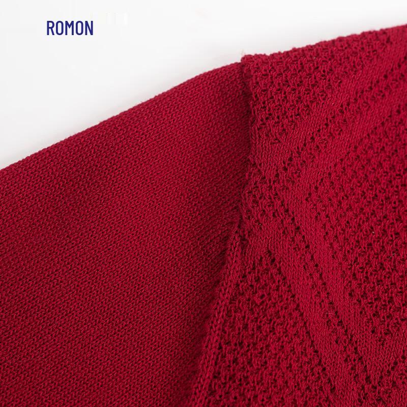 Rommon Women's Diamond Pattern Lapel Knit T-Shirt