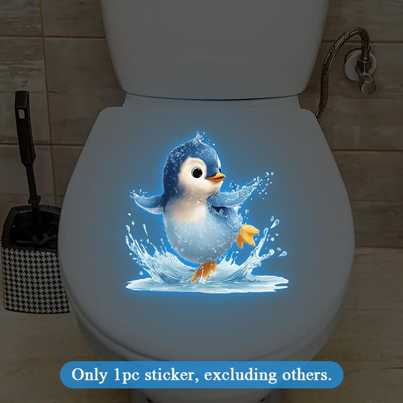 Leuchtender Pinguin Toilettenaufkleber Badezimmerdekor Selbstklebend Abnehmbar Leuchtender Wandaufkleber Heimdekoration