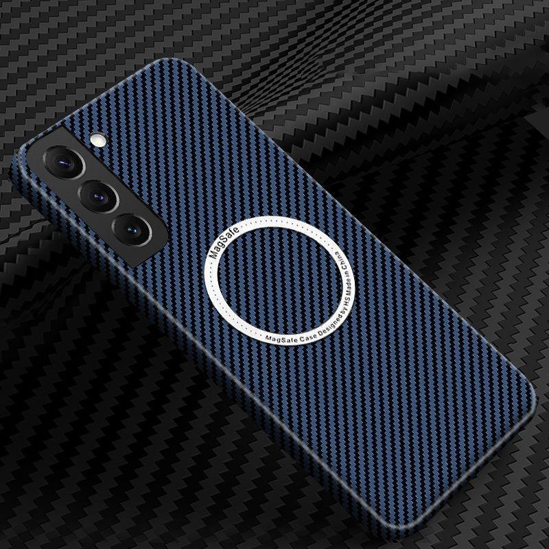 Suitable for Samsung S24 Ultra Carbon Fiber Mobile Phone Case Magnetic Suction S22 Ultra Thin Kevlar Anti Fall S23 Protective Case