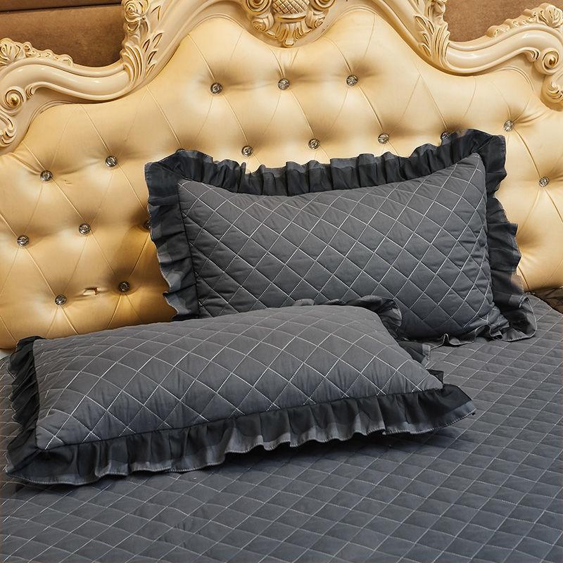 Cotton Pillowcase Lace A Pair of Solid Color Thick Quilted Household Pillowcase Leather Universal Winter