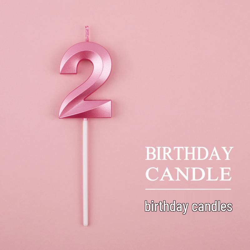 Gold and Silver Number Candles for Birthday Cakes - Pink Exquisite Design