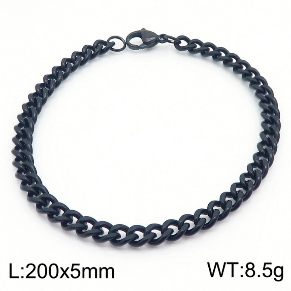 Jewelry Side Flat Chain Stainless Steel Chain, Simple Titanium Steel Men's Trend Hip-hop Bracelet Accessories