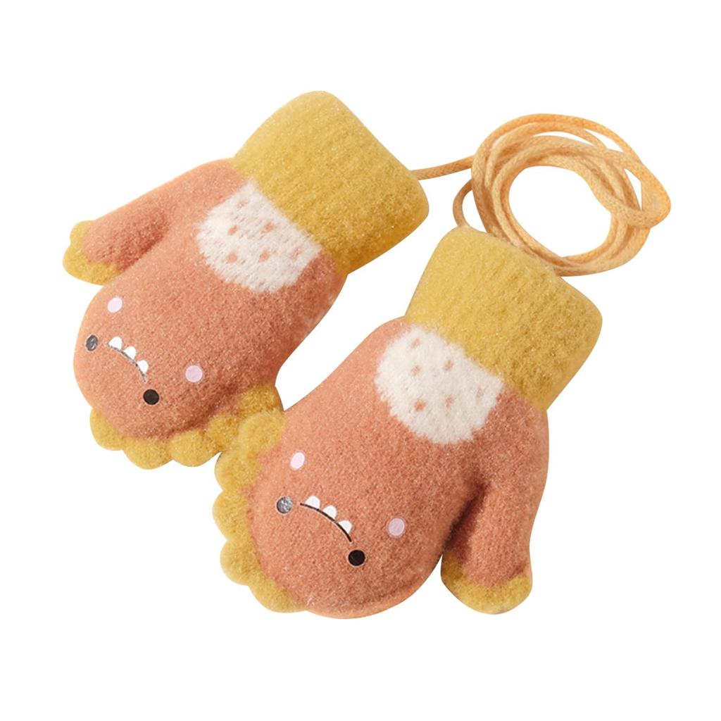 Tidyworm Baby Gloves for Boys and Cute Dinosaur Baby Winter Perfect for Playing in the and Includes a Neck Ages Girls, Design, Mittens, Warm, Snow,