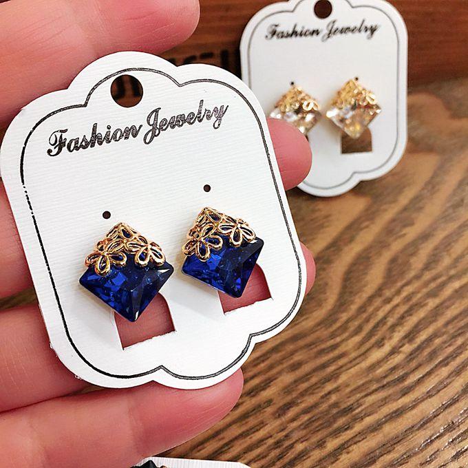 

Винтажные полые серьги-клипсы с цветком и кристаллами без отверстия для уха, женские элегантные манжеты для ушей, свадебные украшения для свадебной вечеринки синий