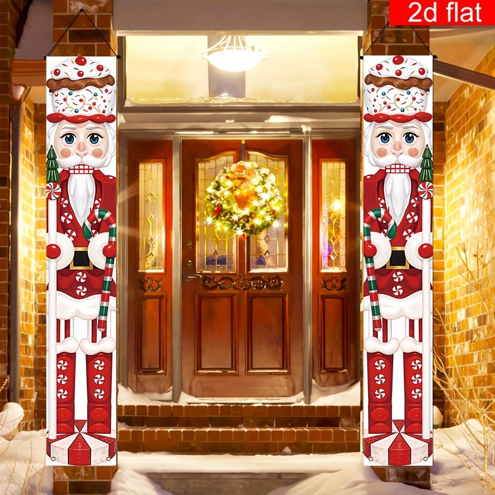 Merry Christmas Couplet Banner Nutcracker 1 Pair Polyester Indoor Outdoor Decor