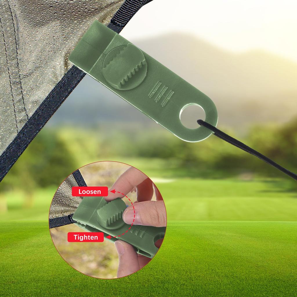 TIXIPEM Tarp Clips Heavy Duty Rock Clips [15pcs] - For Use with Camping Tarps, Awnings, Covers, Pool Covers, Boat Covers, Etc. - [Army Green - 3.3 Inc