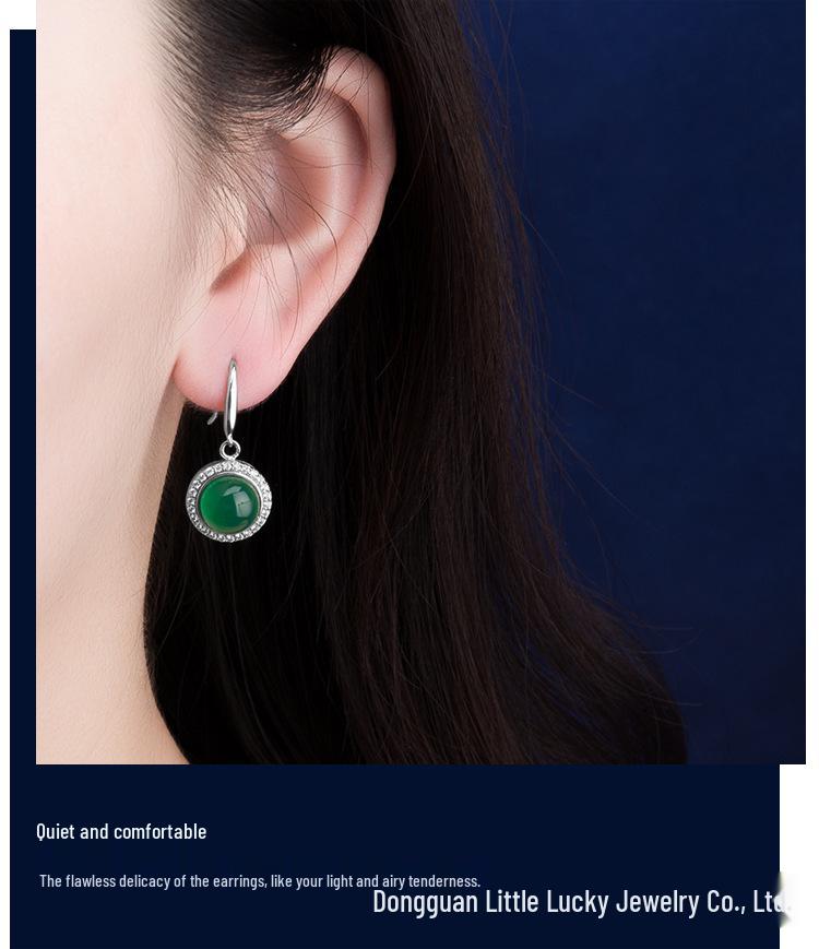 Jade Angel Ethnic Style S925 Silver Synthetic Agate Earrings