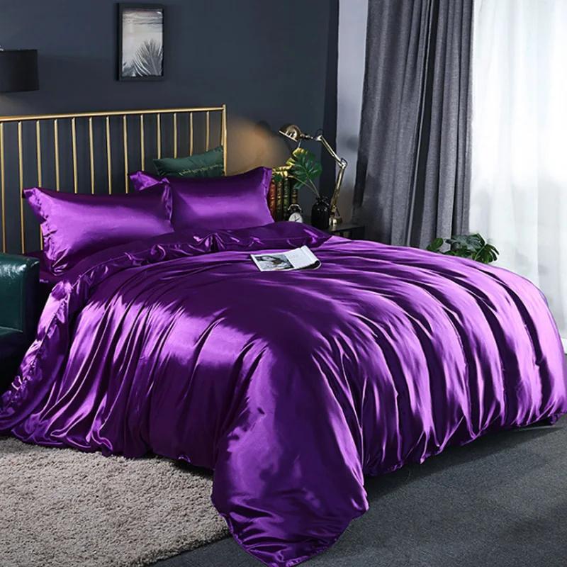 4 PCS Bedding Set Luxury Mulberry Silky Blending Bedding Set Satin Duvet Cover Set High End Single Double Comforter Cover