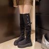 Stylish Two-Way Fold-Over Thick-Soled Women's Chunky-Heeled Knee-High Riding Boots for Autumn/Winter 2025.