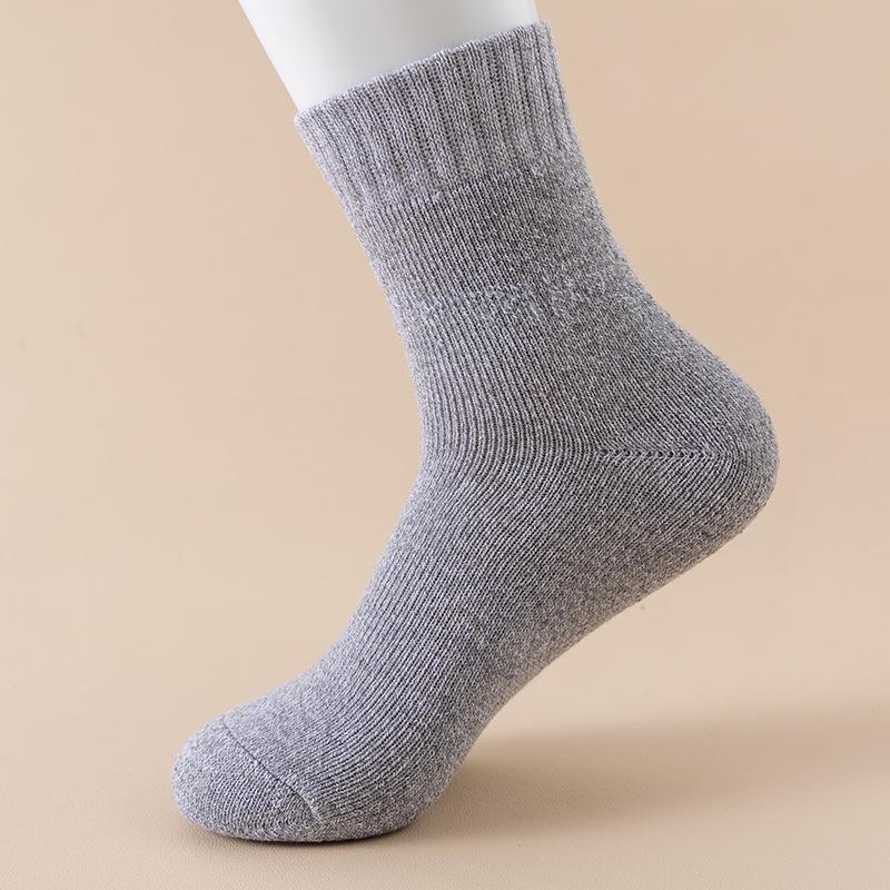 Terry Plus Velvet Thick Warm Unisex Mid-Tube Socks - Solid Color for Autumn and Winter