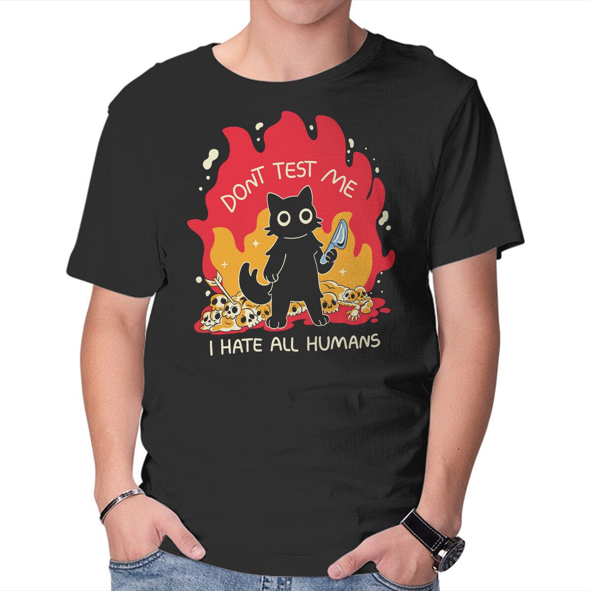 Unisex Crew Neck T-Shirt Dont Test Me Graphic Short Sleeve Casual Tee L