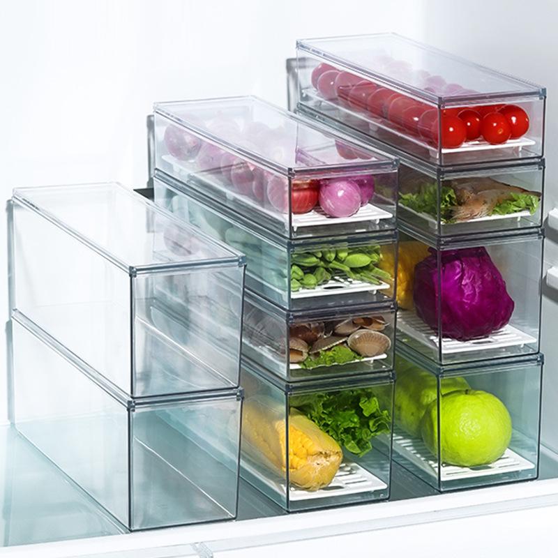 Food Grade Transparent Refrigerator Storage Box for Fresh Vegetables
