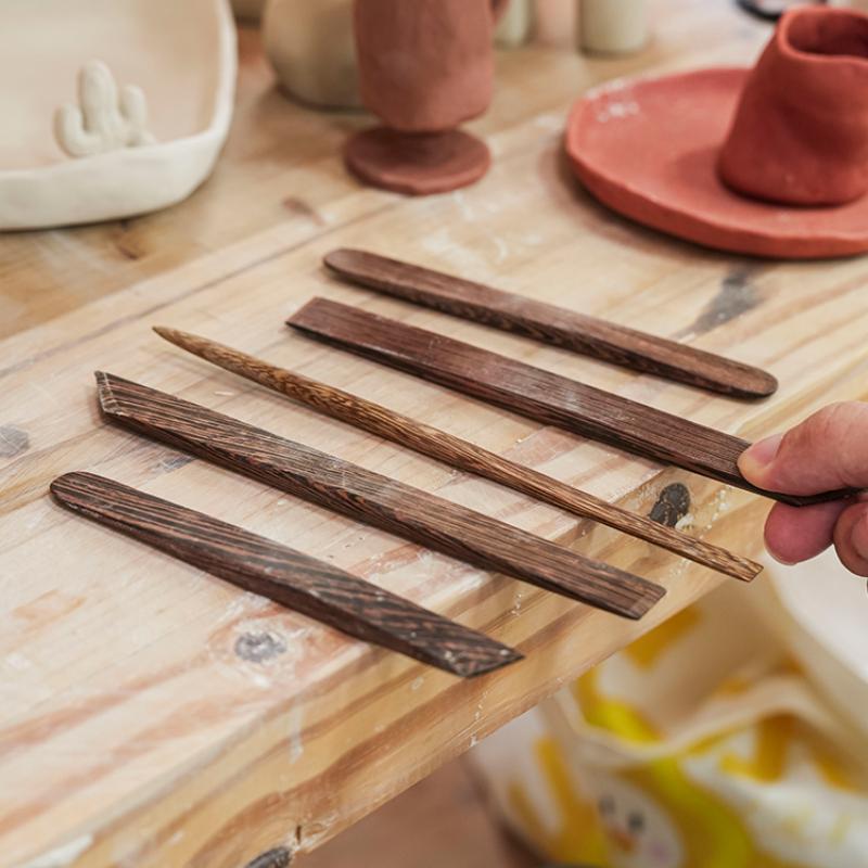 Chicken Wing Wood Clay Sculpture 5 Pcs Set Clay Soft Pottery Clay Sculpture Knife Polishing Pen Spatula Carving DIY Pottery Tool