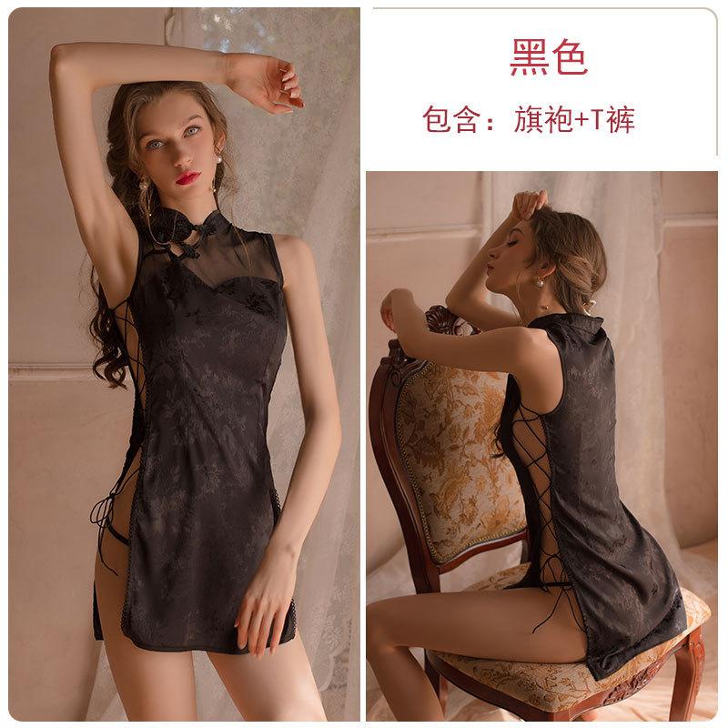 Sex Underwear Sexy Side Straps Hollow Temptation Cheongsam Classical Buckle Bed Uniform Set