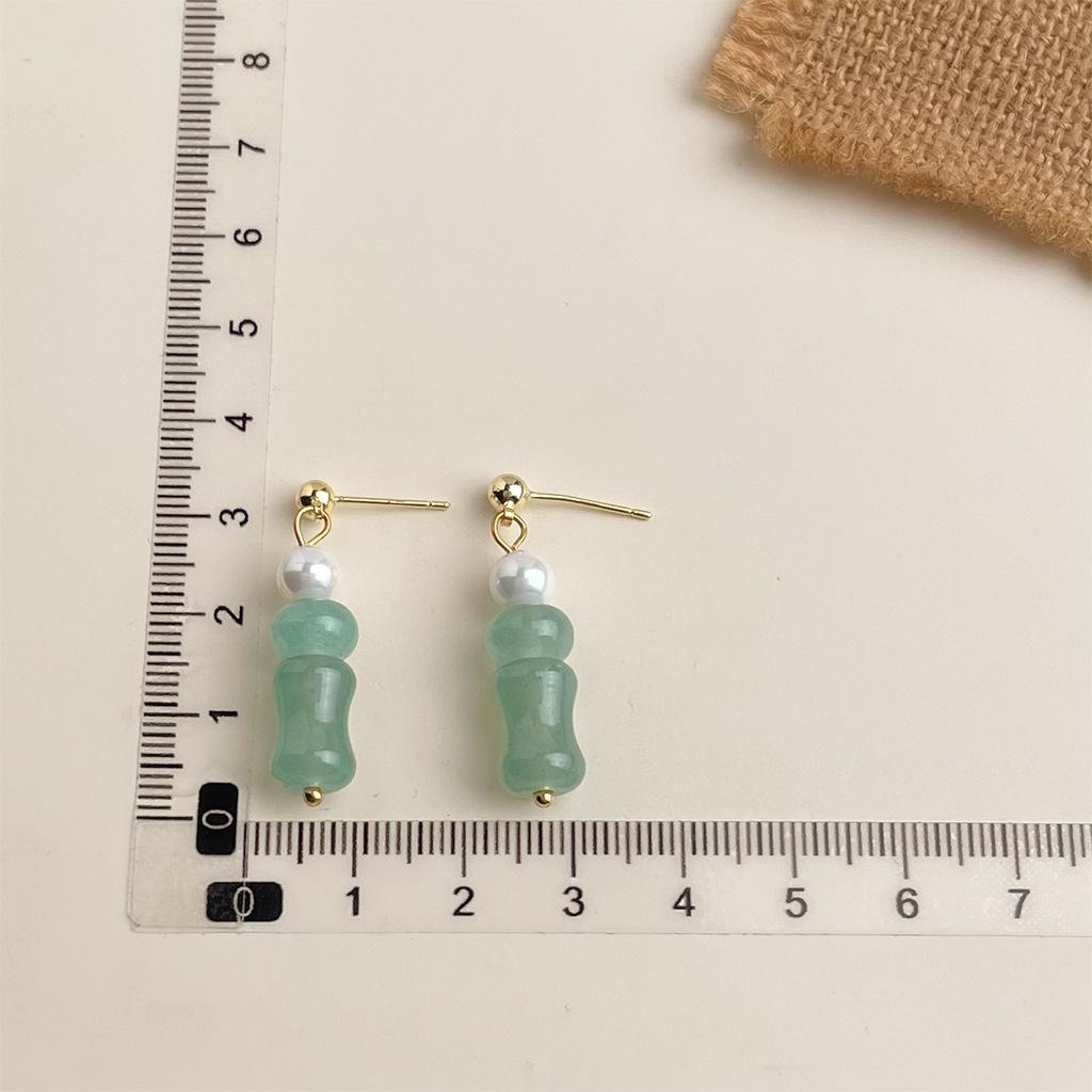 New Chinese Natural Stone Earrings, Handcrafted Colorful Beaded Vintage Drops for Women, Unique Gift for Hanfu Qipao Fashion