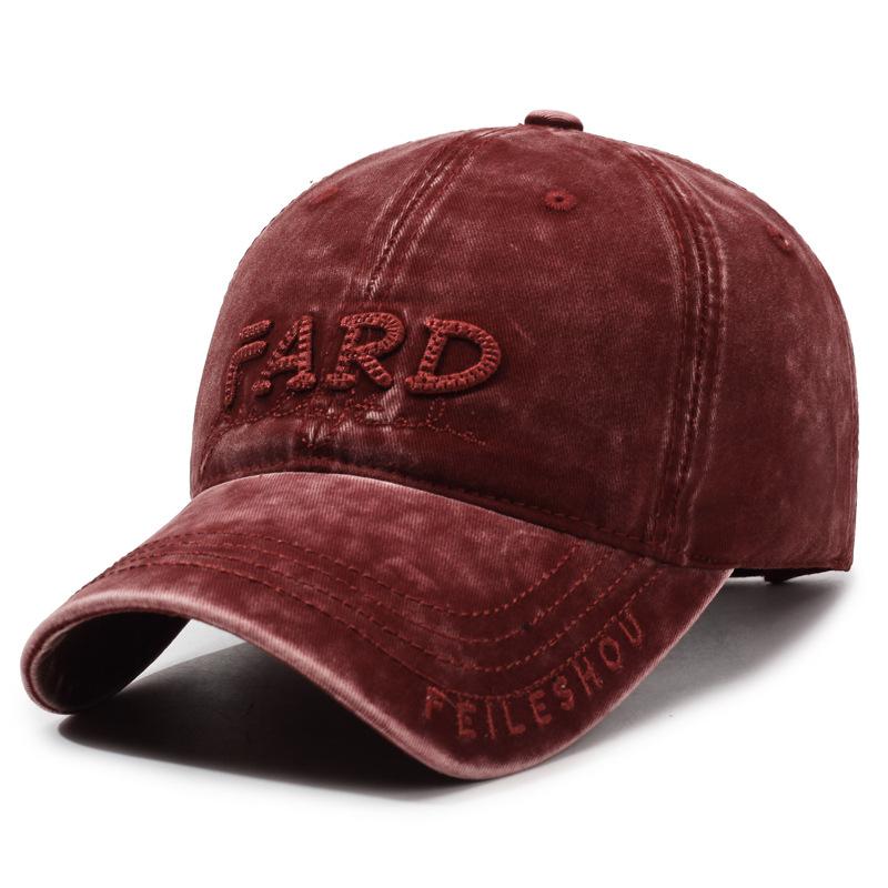 Fashion Washed Embroidered Letter Baseball Hat Men S And Women S Curved Brim Versatile Face Cap adjustable красный