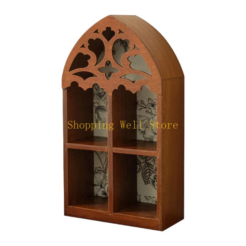 KX4B MultiLayer Wall Shelf French Quatrefoils Frame Precise Carveds Home Decors