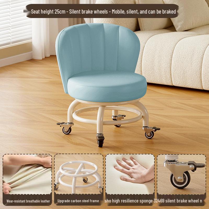 Children's Rotating Stool with Backrest and Silent Wheels
