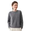 2025 A/W Cashmere Cable Knit Round Neck Sweater with White Trim