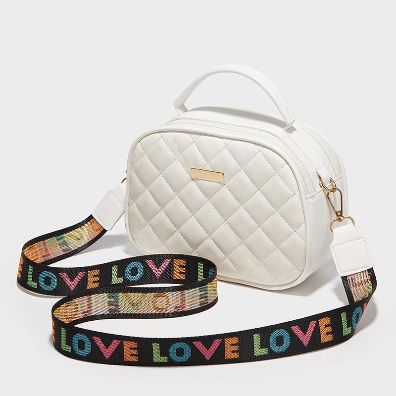 2023 Korean Style Ladies Bags Wholesale White Black Brown Pink Gray Pu Cross-border Fashion Shoulder Bag Embroidered Bag белый