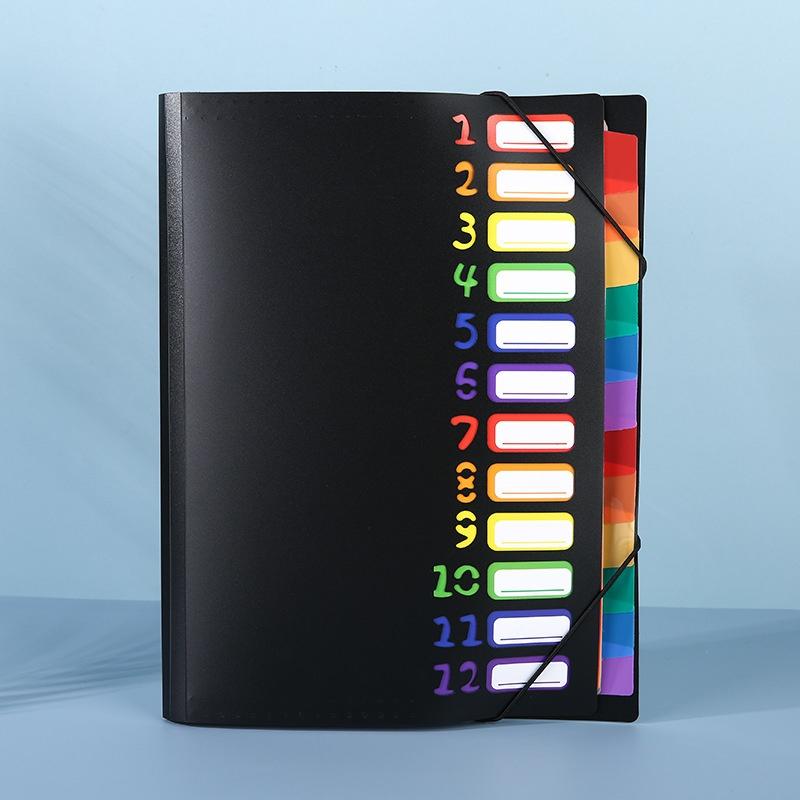 Multi-Layer A4 Folder with Rainbow-Colored Tabs & Monthly Dividers - Durable Plastic Document Organizer for School, Office, Home - Color-Coded