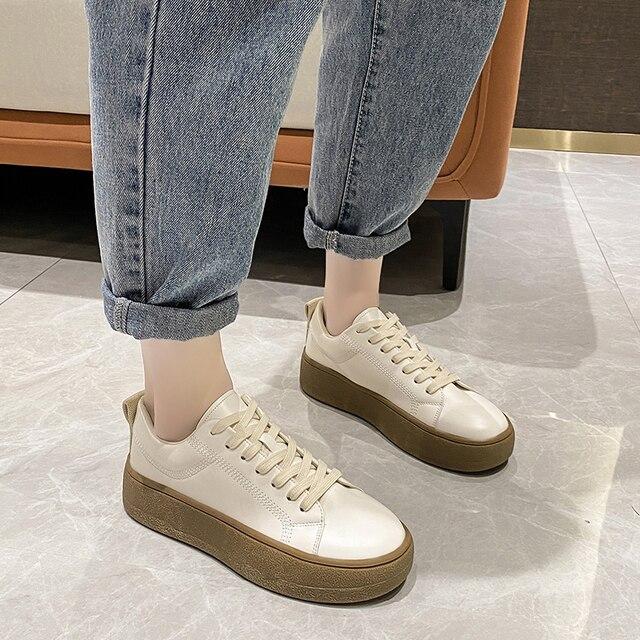 Women Casual Shoes New Spring White Sports Shoes Breathable  Lace-Up Women's Sneakers Fashion Tennis Female Student Shoes