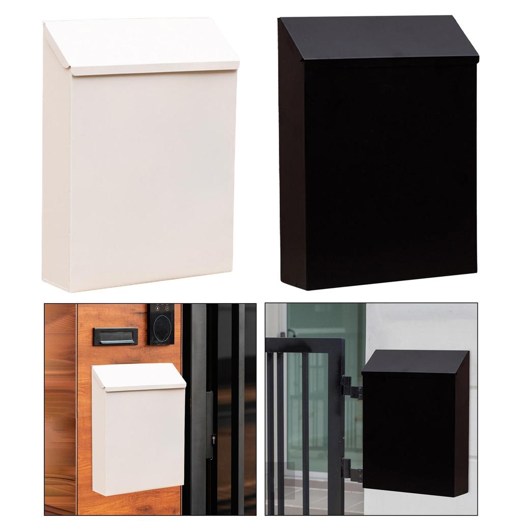 Wall Mounted Mailbox with Key Letterbox Modern Drop Box with Lock Newspaper Holder Box for Gate Front Door Outdoor Porch Decor