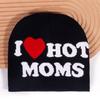 Hot I Moms Letter Pattern Knit Hat For Winter Outdoor Warm Cap Gift Fashion