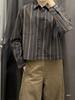 Unisex Striped Oxford Cloth Shirt Jacket for Autumn/Winter