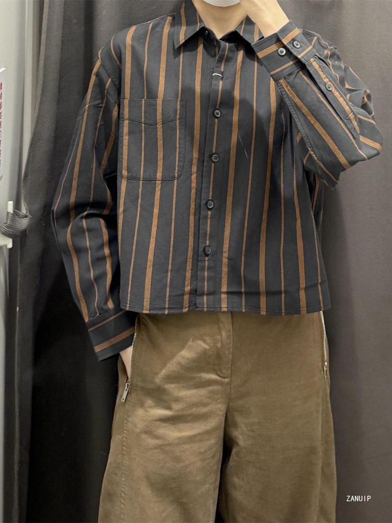 Unisex Striped Oxford Cloth Shirt Jacket for Autumn/Winter