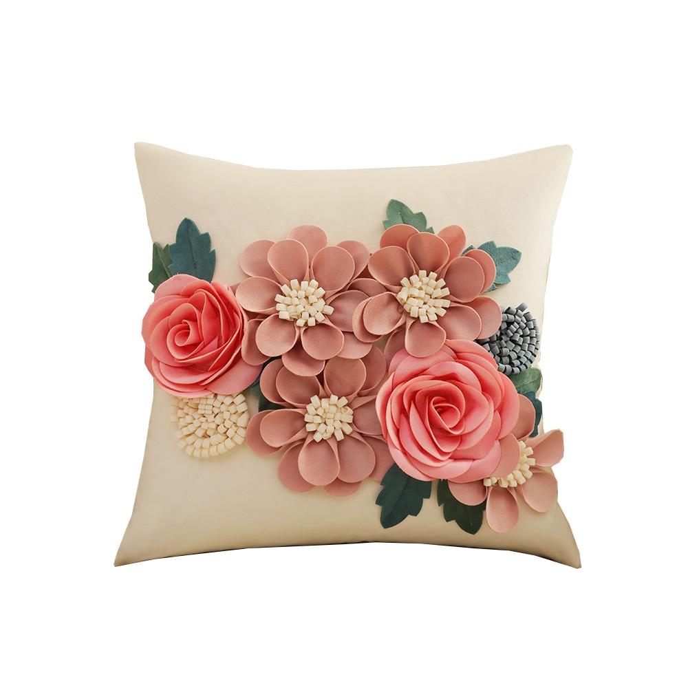 

Luxury 3D Flower Patchwork Pillowcase Soft Sofa Pillow Cover French Style Cushion Cover Bed Style 1