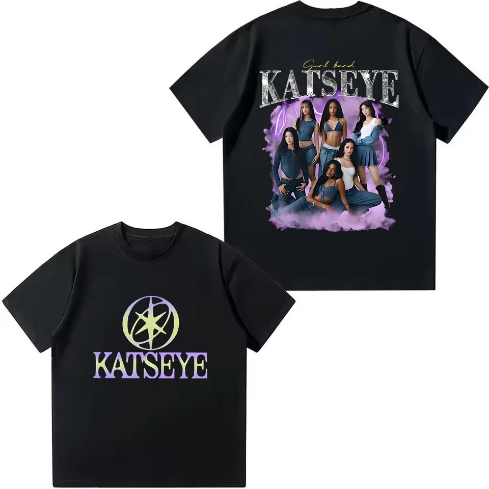 Kpop KATSEYE Kinder T-Shirt Jungen Mädchen Polyester T-Shirt Sommer Kurzarm Tops Katseye Fans Geschenk T-Shirt Harajuku Kinderkleidung