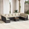 VidaXL 11-Piece Garden Sofa Set with Cushions Black Poly Rattan Acacia 3356423