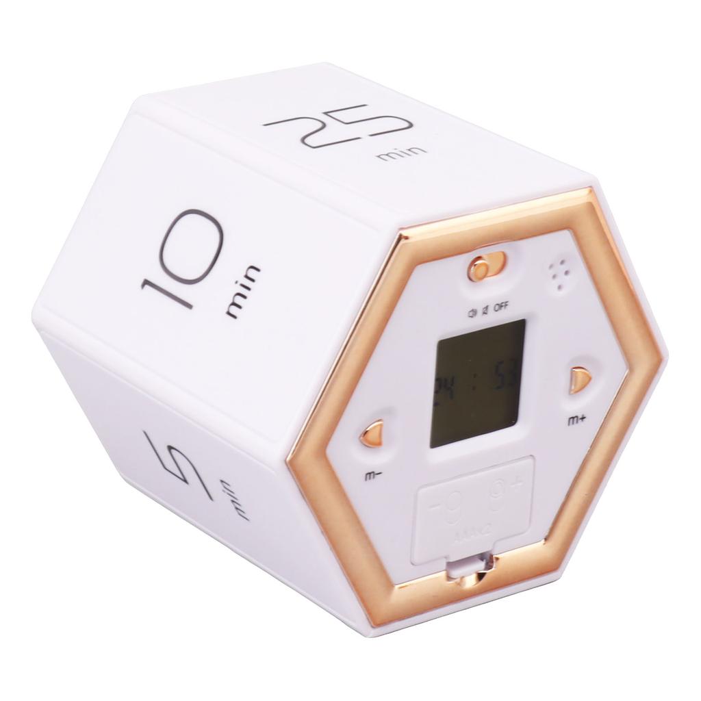 Hex Flip Timer with Mute Alarm Function Magnetic Time Management Cube Timer with LCD Screen for Cooking Studying Working