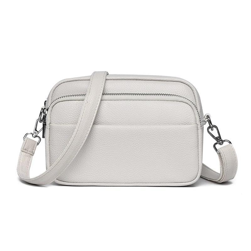 Luxury Many Pocket Real Leather Women Shoulder Messenger Bags Female Soft Cowhide Handbags Designer Ladies Crossbody Sac A Main