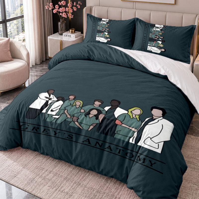 Greys Anatomy 3Pcs Bedding Set Duvet Cover With Two Pillowcases For Bedroom Home Decoration