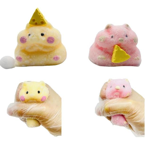 4 Pcs Taba Squishy Hamster,Cute Hamster Squishy Toys,Soft Squishes Stress Relief Toy for Adult (4 Pcs Pink + Blue + Yellow + White) 2 Pcs Pink + Yellow