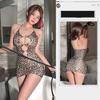 Lingerie Dress Short Skirt Temptation Leopard Print Hanging Neck Suspender One-piece Pajamas Set Sexy Womans Clothing Sex Shop