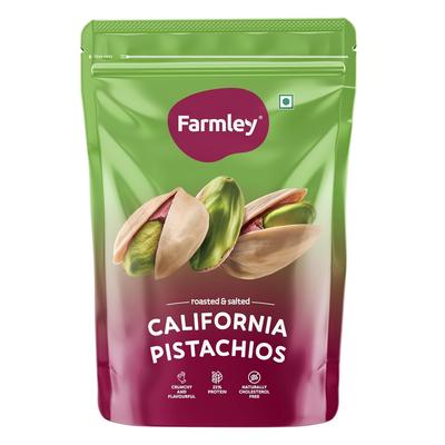 Farmley Premium California Roasted & Salted Pistachios Whole Shelled Pista Dry Fruits Pack (250 G)