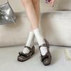 Retro Black French Flat Bottom Inner Height Increase Shallow Mouth Single Shoes Women's Summer 2025 New High-end Square Head Mary Jane Shoes