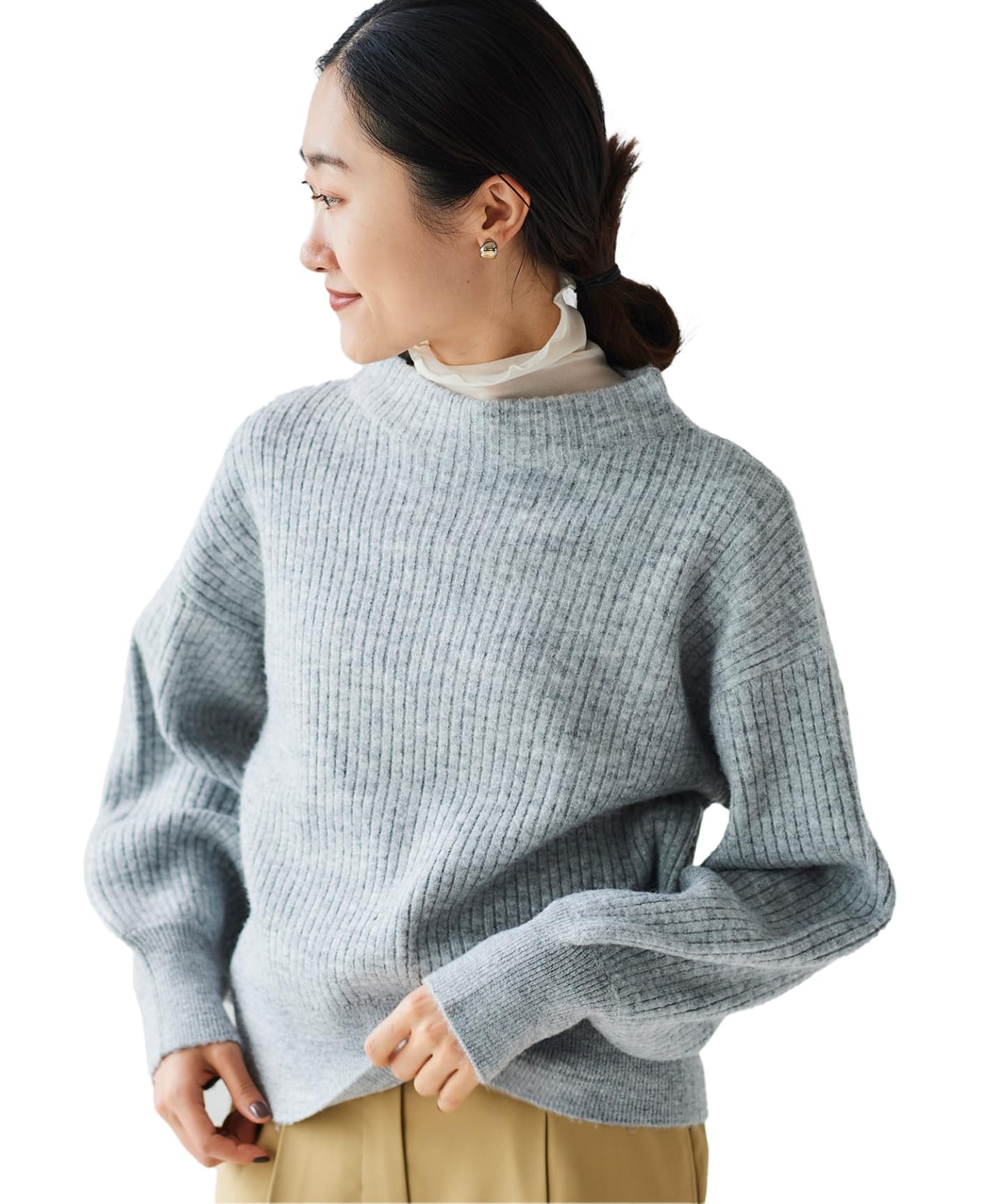 

Le Coeur Blanc Bottleneck Lamellibe Knit 3038020706 Size 38 L/Gray