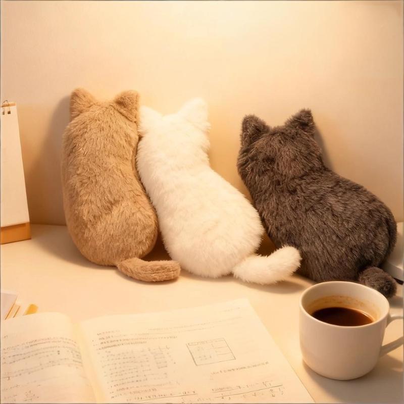 Kawaii Plush Cat Shaped Pen Bag With Soft Touch Cute Lightweight Large Capacity Stationery Storage Pen Bag Multi-purpose Storage
