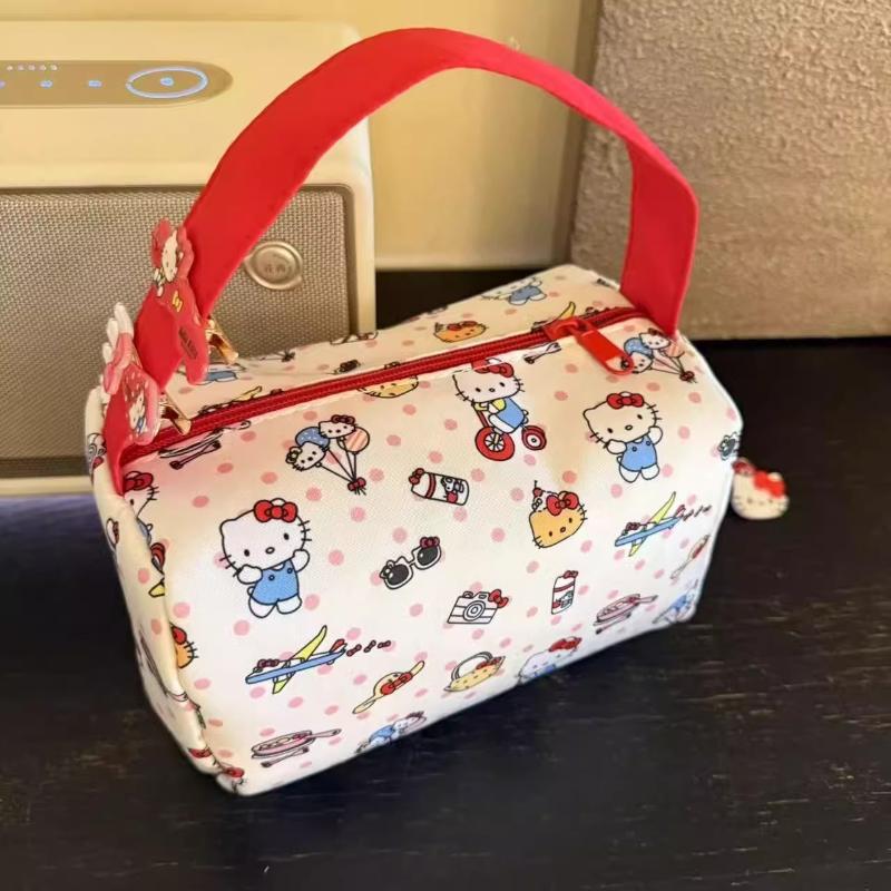 Cute Hello Kitty Portable 3D Cosmetic Bag Girly Kt Cat Travel Storage Bag Large Capacity Handbag Washing Bag Gift