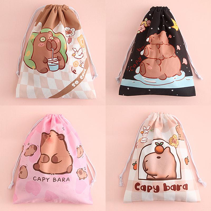Capybara Travel Drawstring Tote Storage Bag Organizer Bag For Underwear Toy Handbag Storage Bag Cartoon Birthday Gift