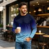 Heren Casual T-shirt met Ronde Hals, Raglanmouwen en Lange Mouwen