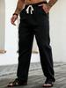 Men's Textured Drawstring Pants with Elastic Waist and Side Pockets - Lightweight Loose Fit Casual Summer Vacation Trousers.