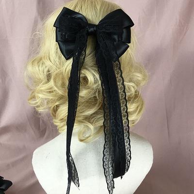 Lolita Lace Bow Ribbon Hair Clip Cute Hairpins Headdress Headband Hair Accessories Kawaii Women Girls Hair Ornament