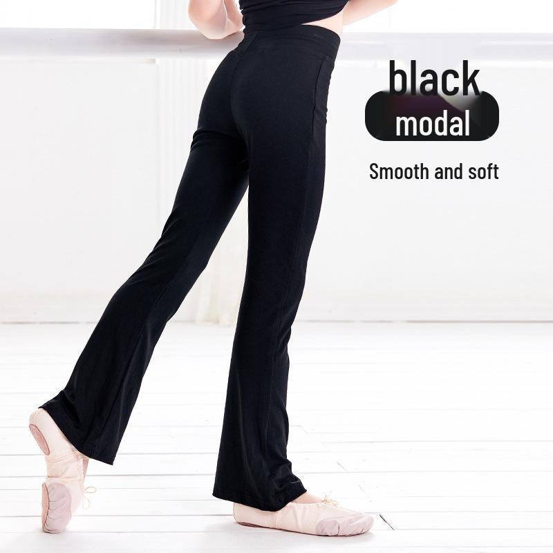 

Детские черные хлопковые танцевальные брюки - Унисекс расклешенные брюки для джаза и латины для летних тренировок Size 130 (Height 130-140cm)