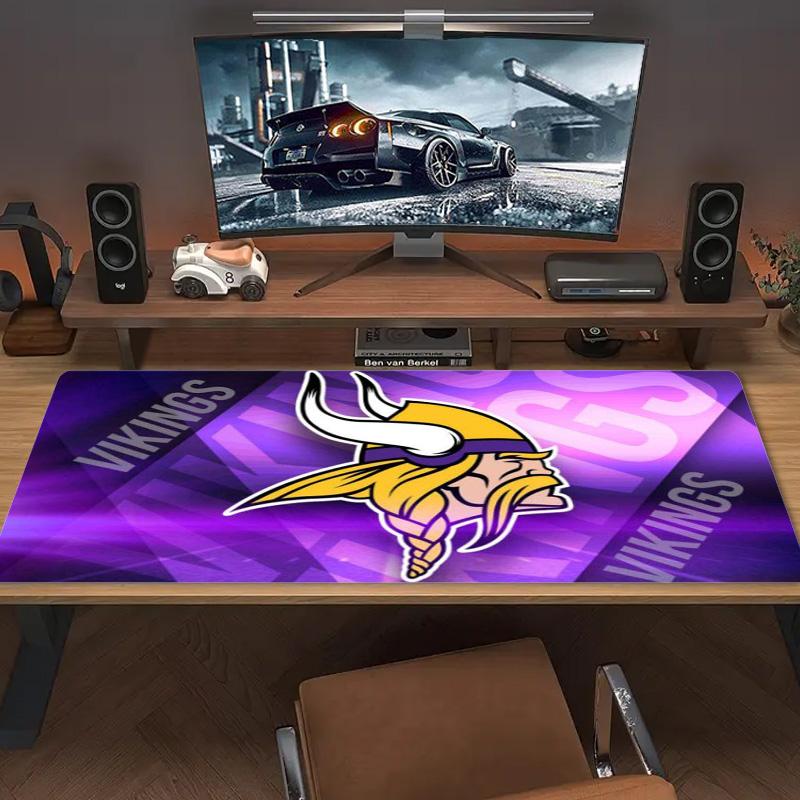 Minnesota Vikings Logos Color Mouse Pad Large Gaming Table Cushion Non-slip Laptop Tablet Big Mousepad XXL Mat Mini PC Playmat With Lock Edge